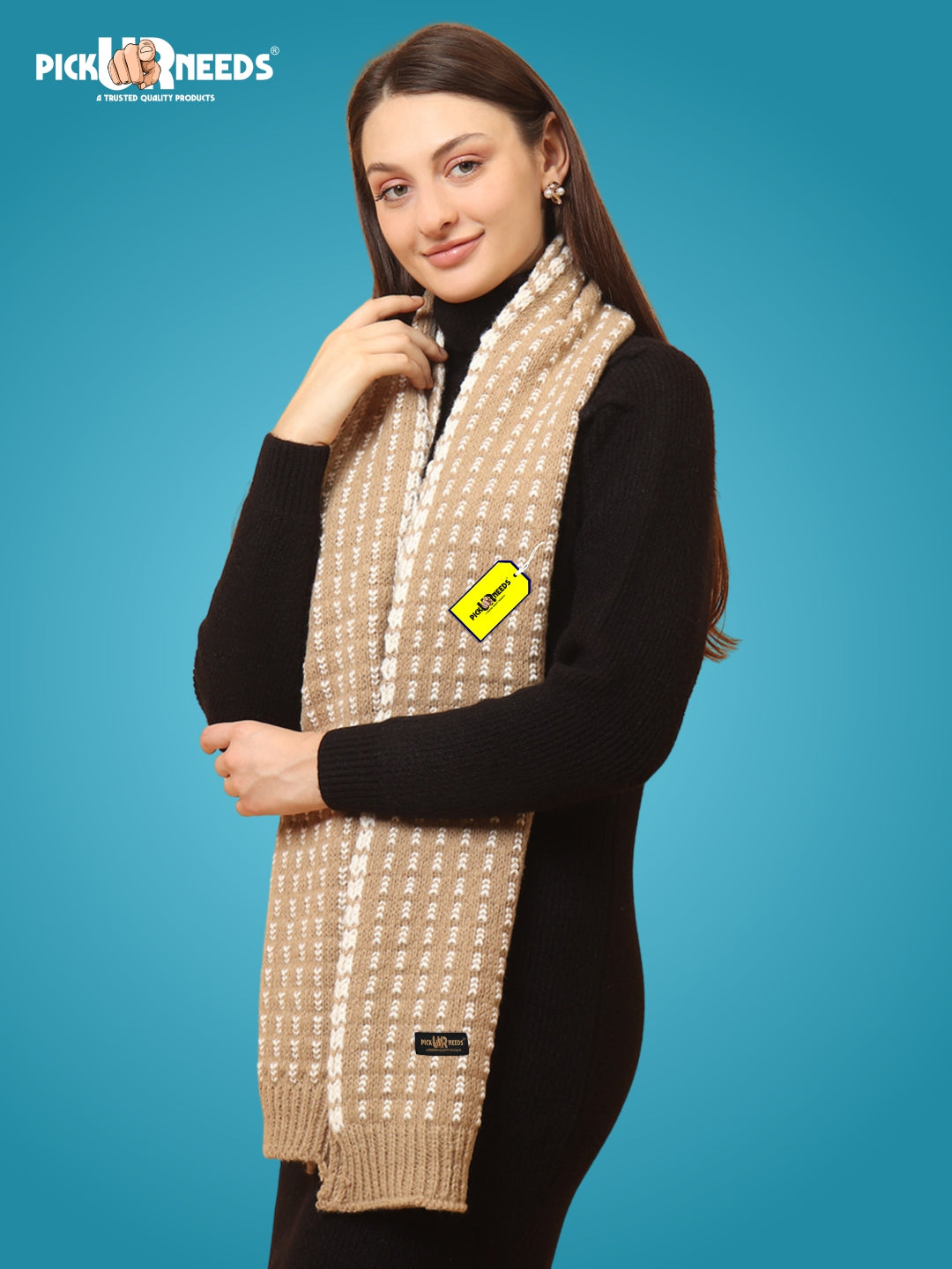 Pick Ur Needs Women Knitted Winter Muffler Soft & Warm Woolen Scarf with Stylish Pattern Lightweight Neck Wrap for Casual, Office