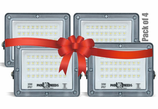 Pick Ur Needs 30W Lens Flood Lamp Outdoor Light With Extension Bracket IP67 Waterproof Light 0 hrs Flood Lamp Emergency Light  (White) pack of 3