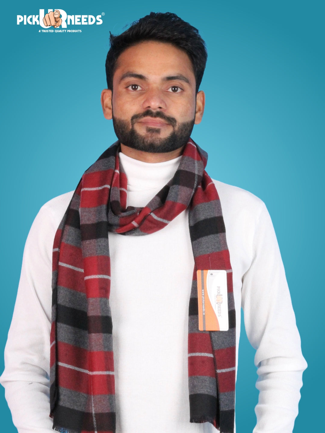 Pick Ur Needs Premium Winter Muffler for Men Soft Wool-Blend Checked Scarf Warm, Lightweight & Stylish Muffler for Office, Casual & Outdoor Wear