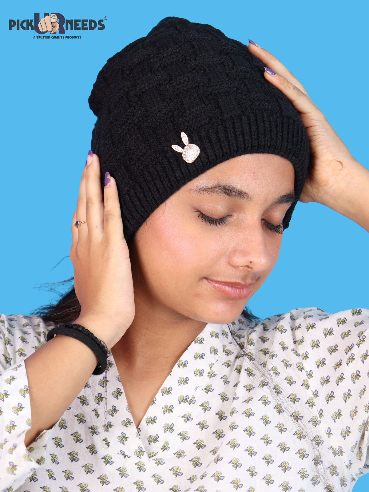 Pick Ur Needs Stylish Winter Cap for Women & Girls Warm Cozy Stretchable with Soft Knit Fabric