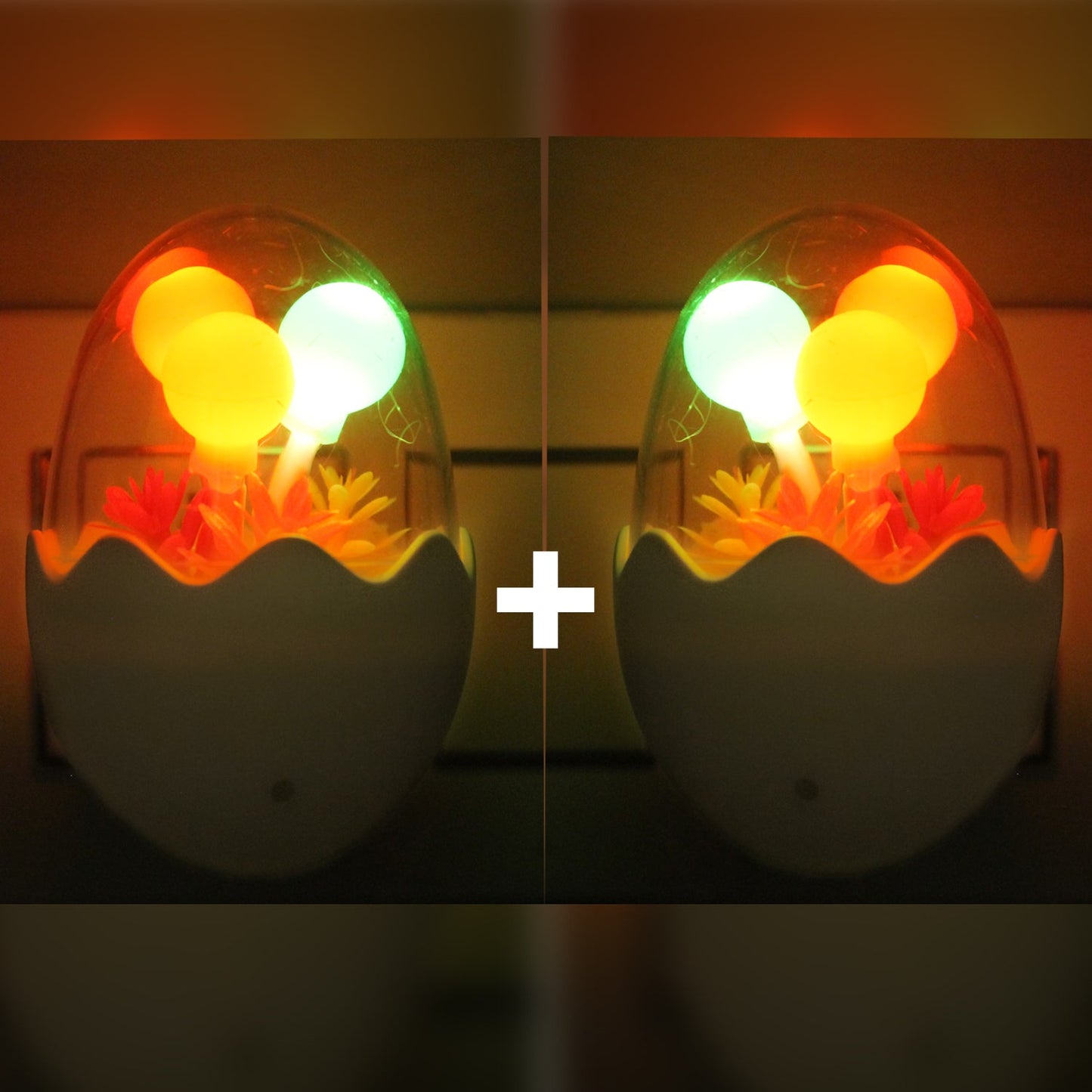 Pick Ur Needs Sensor LED Auto On/Off Colour Changing Night Light Oval Shape Lamp Plug-in