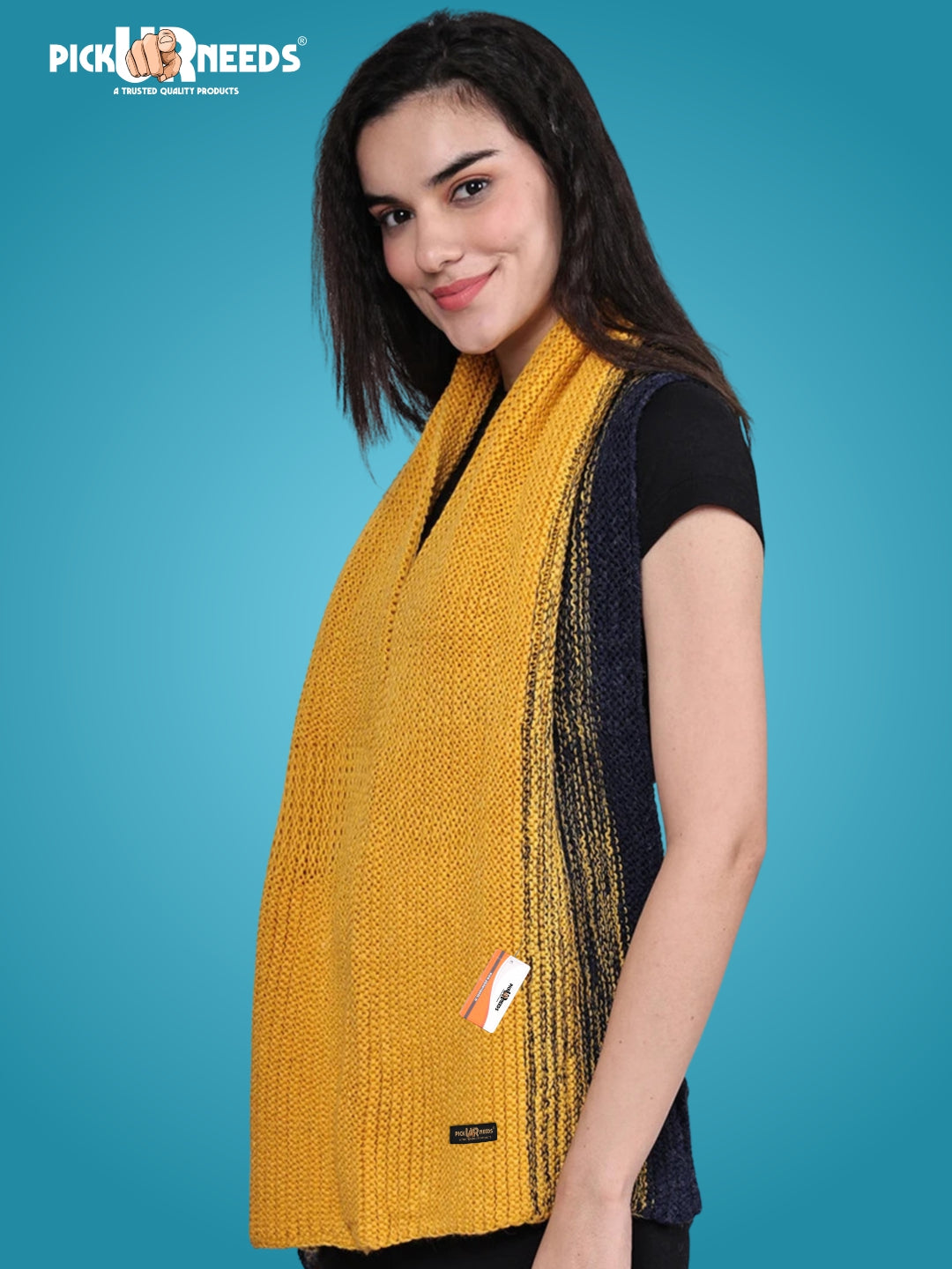 Pick Ur Needs Premium Knitted Winter Scarf for Women – Soft, Warm & Stylish Dual-Tone Muffler Stole