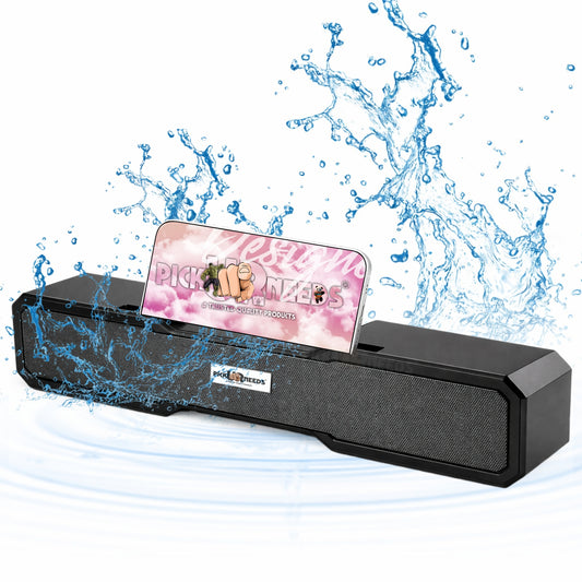 Pick Ur Needs Rechargeable 10W Smart Wireless Desktop Soundbar Speaker with Bluetooth 2400mAh Battery, FM Radio, TWS, TF Card, USB & AUX Support – 6 Hours Playtime