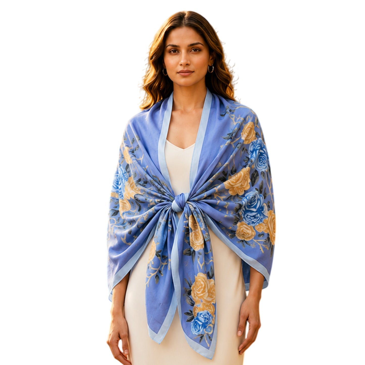 Pick Ur Needs Summer Silk Floral Printed Scarf for Womens & Girls Elegant Neck, Head & Shoulder Wrap Soft Lightweight Fashion Stole