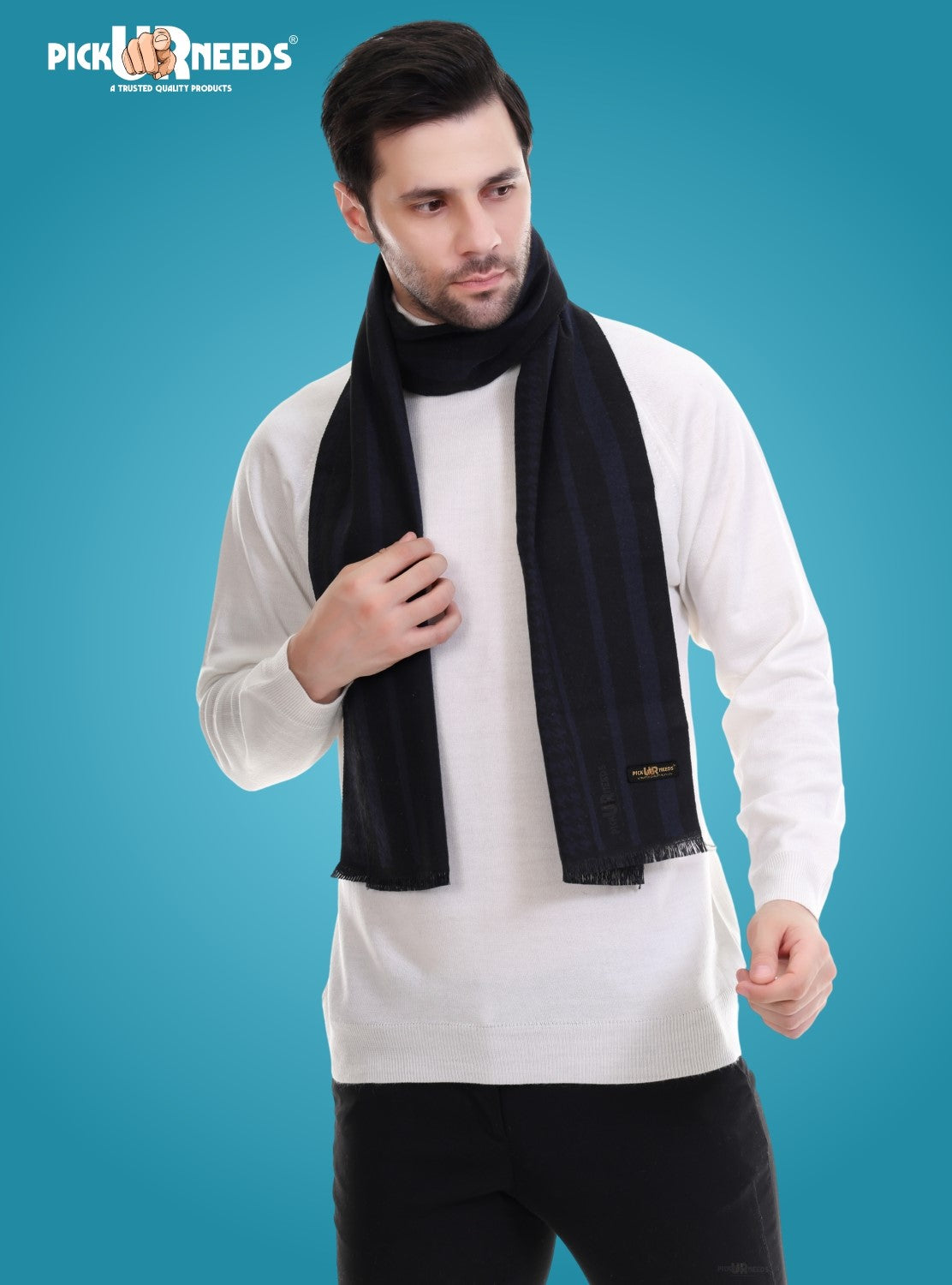 Pick Ur Needs Men's Muffler Check Desgin Premium Woolen Blend Fabric Stylish Look Muffler For Men