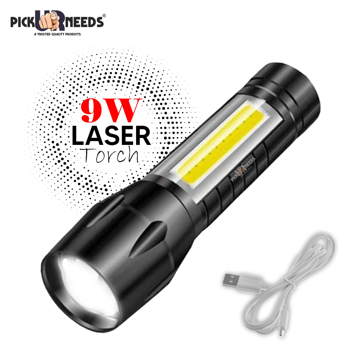 Pick Ur Needs Dual Mode 3 In 1 Mini Metal Long Range Rechargeable Torch Light (Pack of 2)
