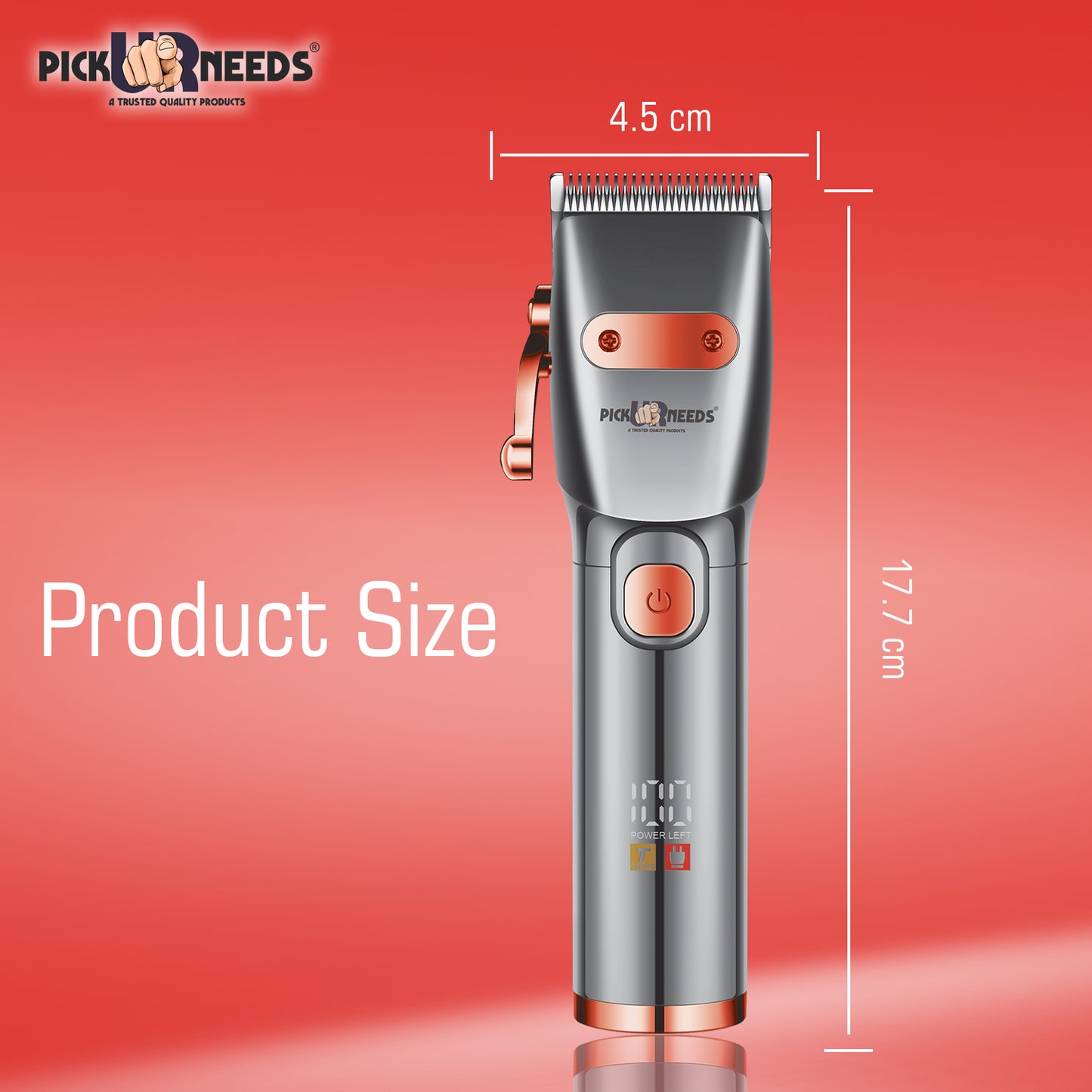 Professional Pick Ur Needs  Hair Clipper / Shaver / Trimmer For Men Metal Body With LED Display Shaver For Men  (Red)