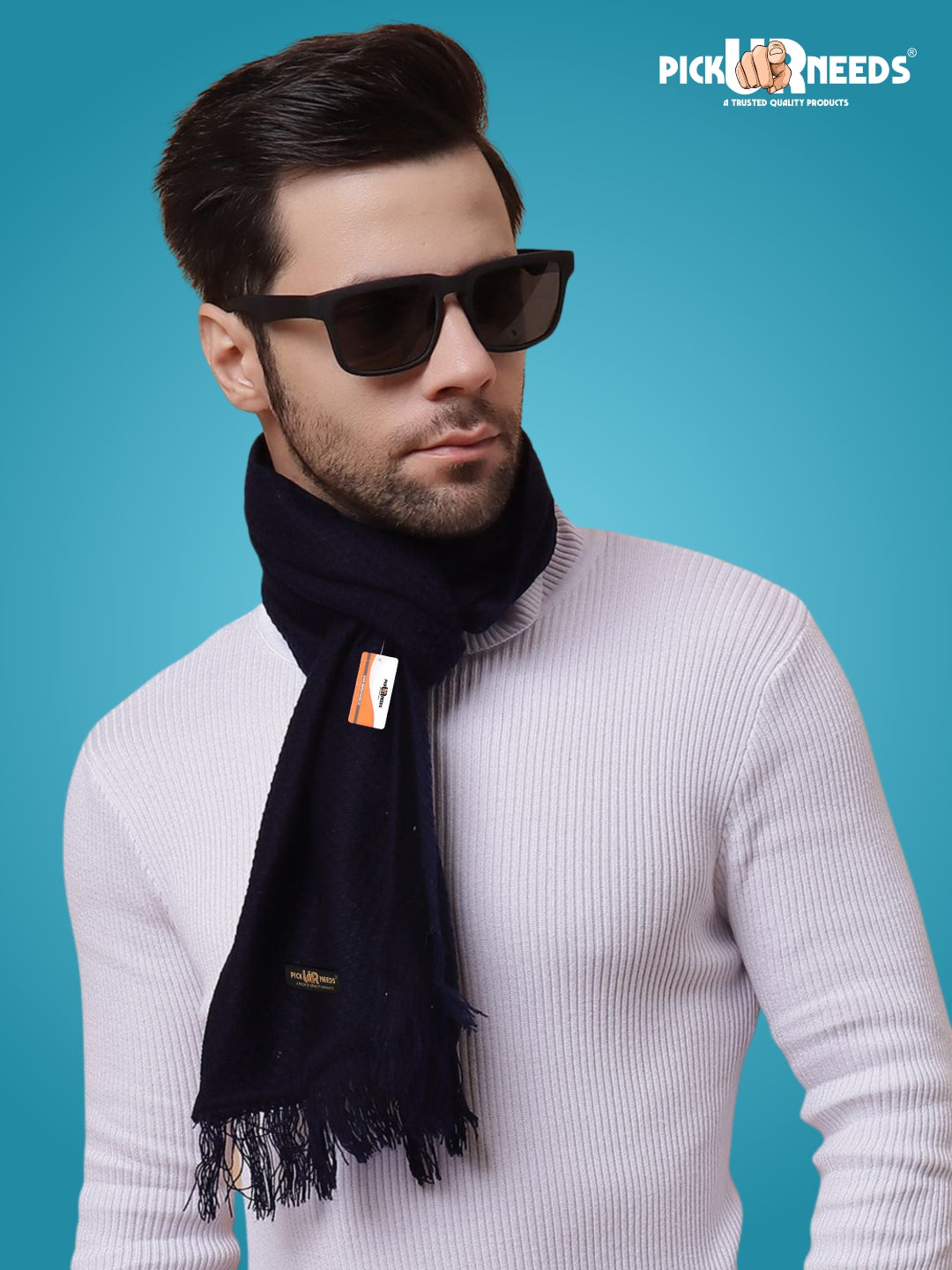 Pick Ur Needs Premium Soft Knitted Winter Muffler for Men Elegant Wool Blend Scarf with Tassel Fringe Stylish Warm Winter Wear for Casual & Formal Outfits