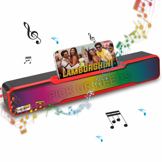 Pick Ur Needs Wireless Soundbar Speaker With RGB Light 1500mAh 7Hrs Playtime USB/Aux/TF card 10 W Bluetooth Soundbar (Blue, 5.0 Channel)