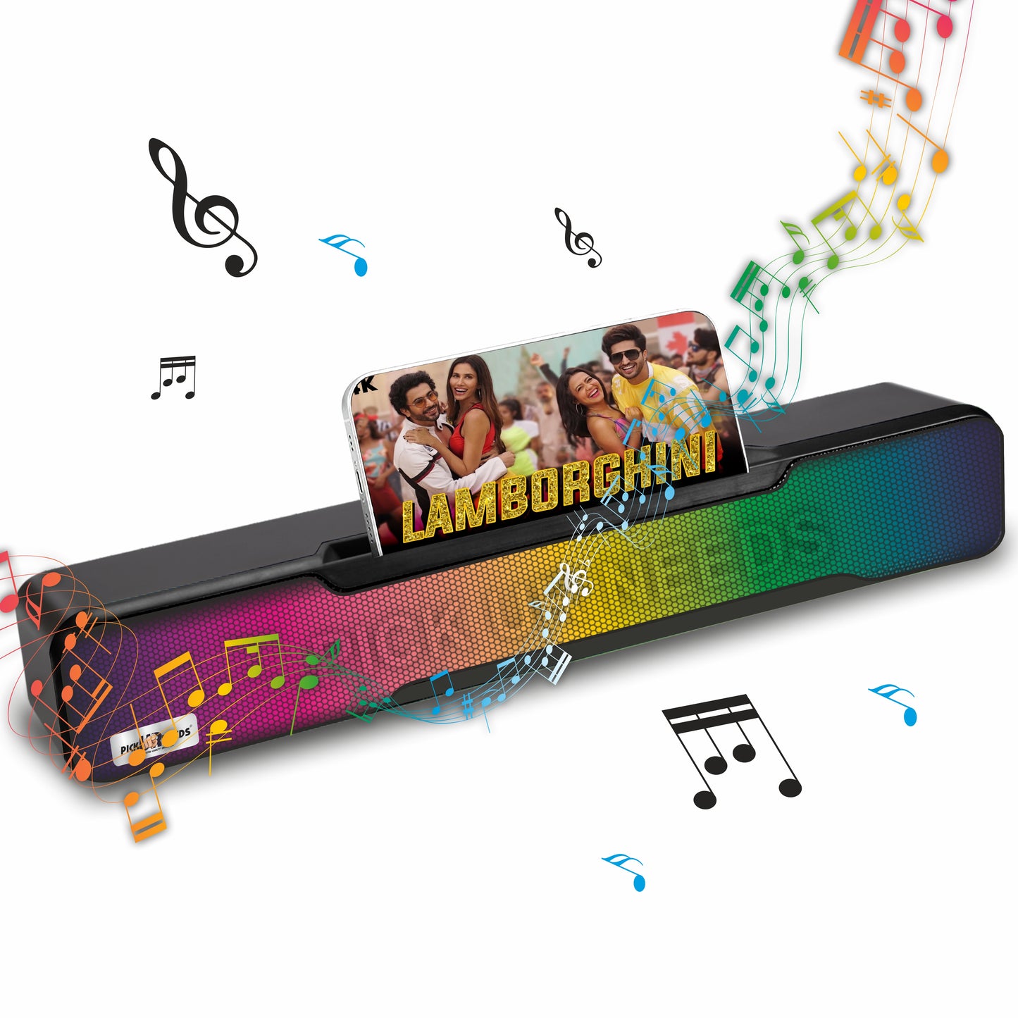 Pick Ur Needs Wireless Soundbar Speaker With RGB Light 1500mAh 7Hrs Playtime USB/Aux/TF card 10 W Bluetooth Soundbar (Blue, 5.0 Channel)