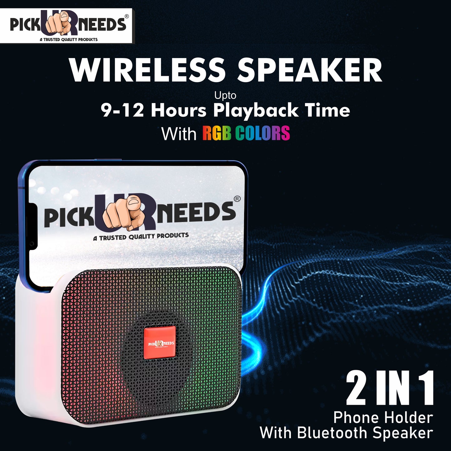 Pick Ur Needs Portable Wireless Speakers With Disco RGB Light TF Card / USB Device Supported 5 W Bluetooth Speaker (Black, 5.0 Channel)