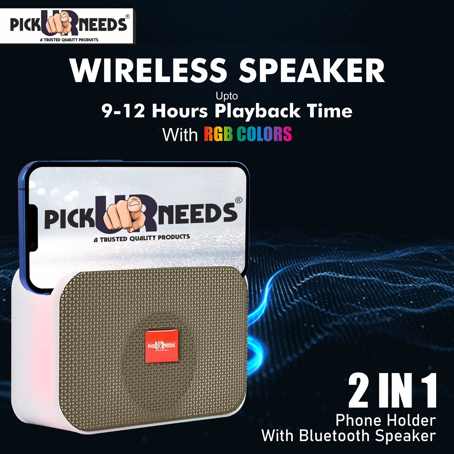 Pick Ur Needs Portable Wireless Speakers With Disco RGB Light TF Card / USB Device Supported 5 W Bluetooth Speaker (Black, 5.0 Channel)