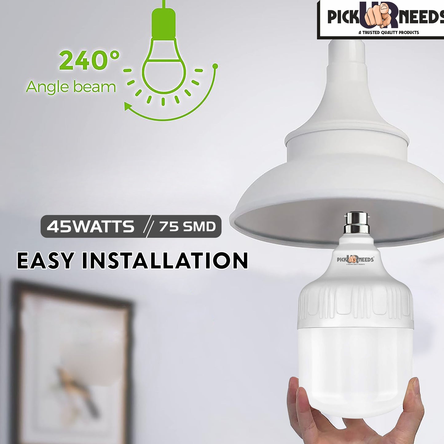 Pick Ur Needs 45 Watt High Brightness Bulb With 60 SMD LED B22 D AC Bulb 0 hrs Bulbs Emergency Light  (White)