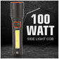 Pick Ur Needs Rechargeable 100W Aluminium Body Home Emergency Mini Search Torch Light Zoomable with 3 Mode + Side COB with 2 Mode 1200mAH Battery