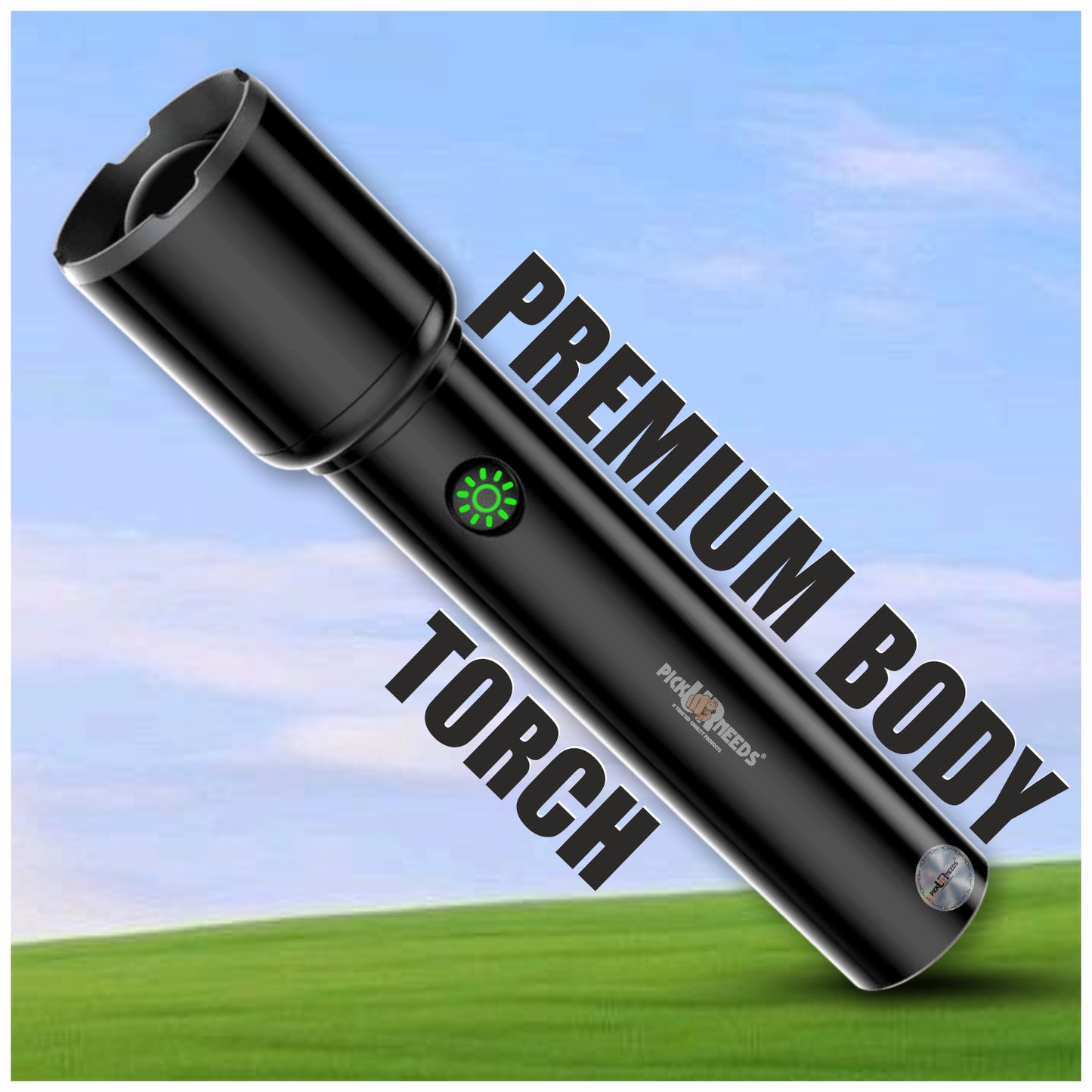 Pick Ur Needs 50W High Brightness Rechargeable Torch Adjustable Focus 3 Mode LED Flashlight 5 hrs Torch Emergency Light (Black)