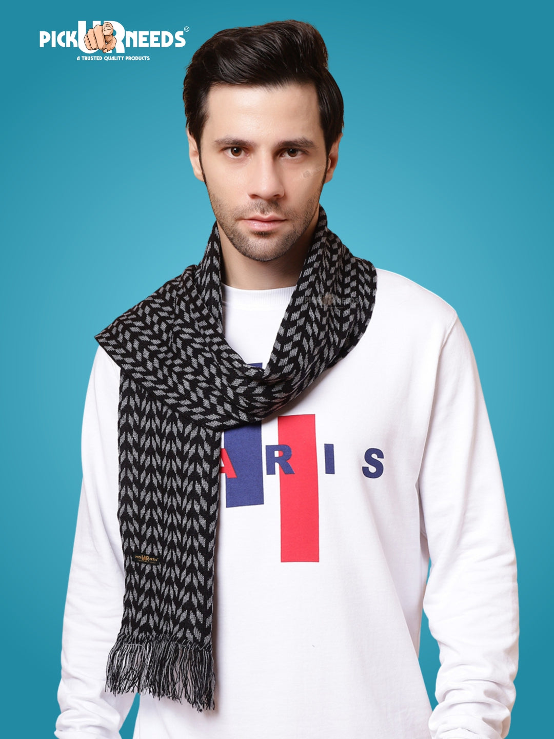 Pick Ur Needs Men's Stylish Zig Zag Knit Scarf  Soft, Warm & Breathable Fabric for Causal & Formal Wear Winter Muffler