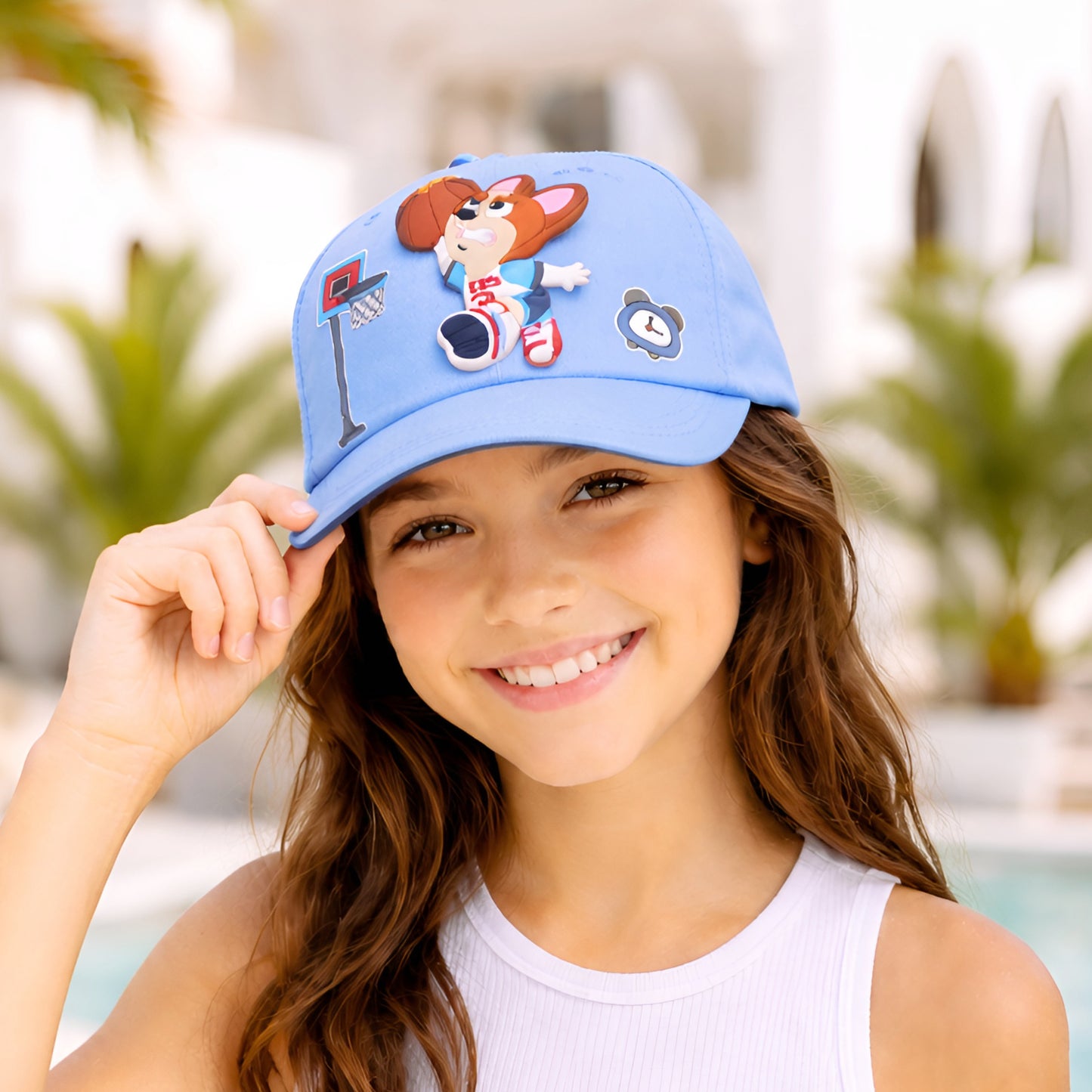 Pick Ur Needs Basketball Cartoon Baseball Cap with 3D Basketball Character Patch Adjustable Sports Hat for Boys & Girls