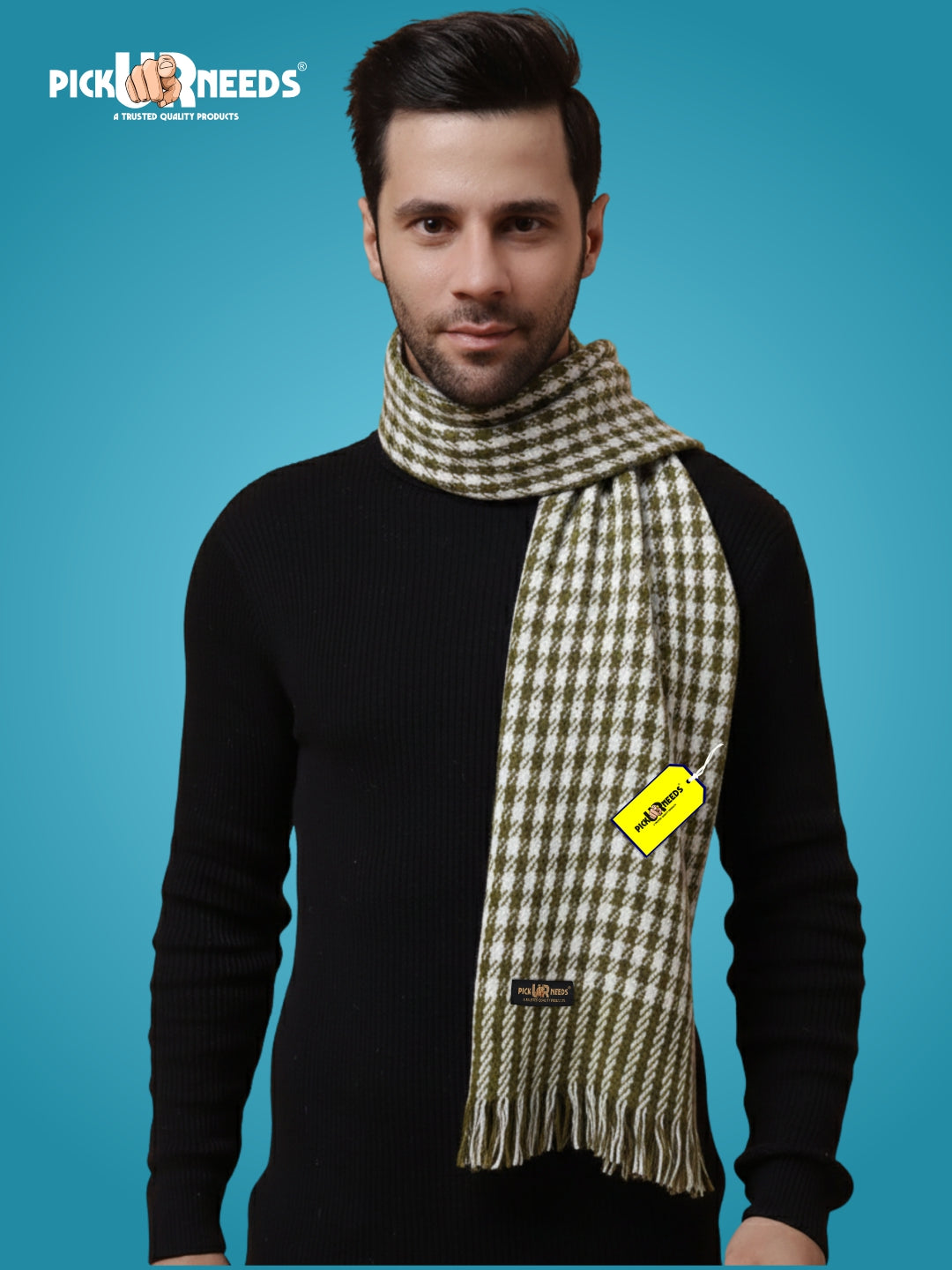 Pick Ur Needs Premium Men's Warm And Stylish Woolen Muffler With Multicolour Stripes And Stylish Tussles Ends