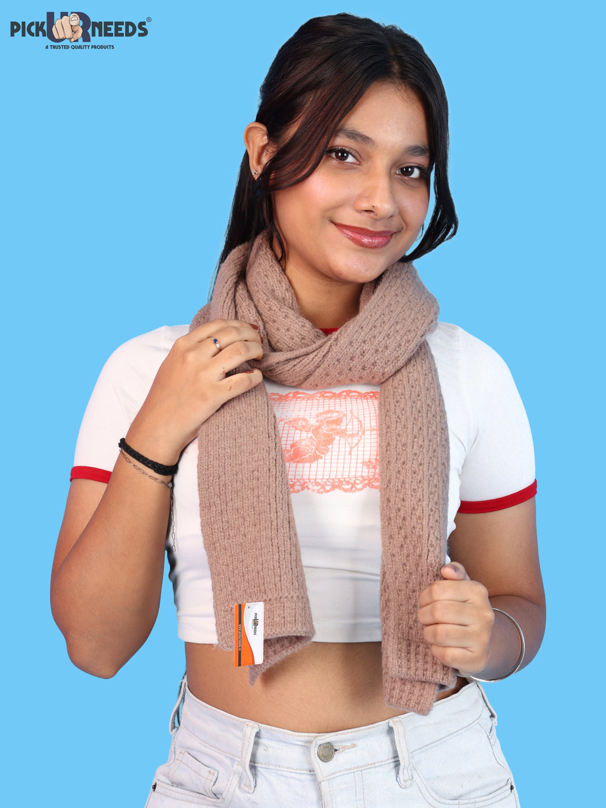 Pick Ur Needs Womens Soft Muffler Scarf, Lightweight Knitted Winter Stole, Warm & Cozy Long Neck Wrap for Women & Girls