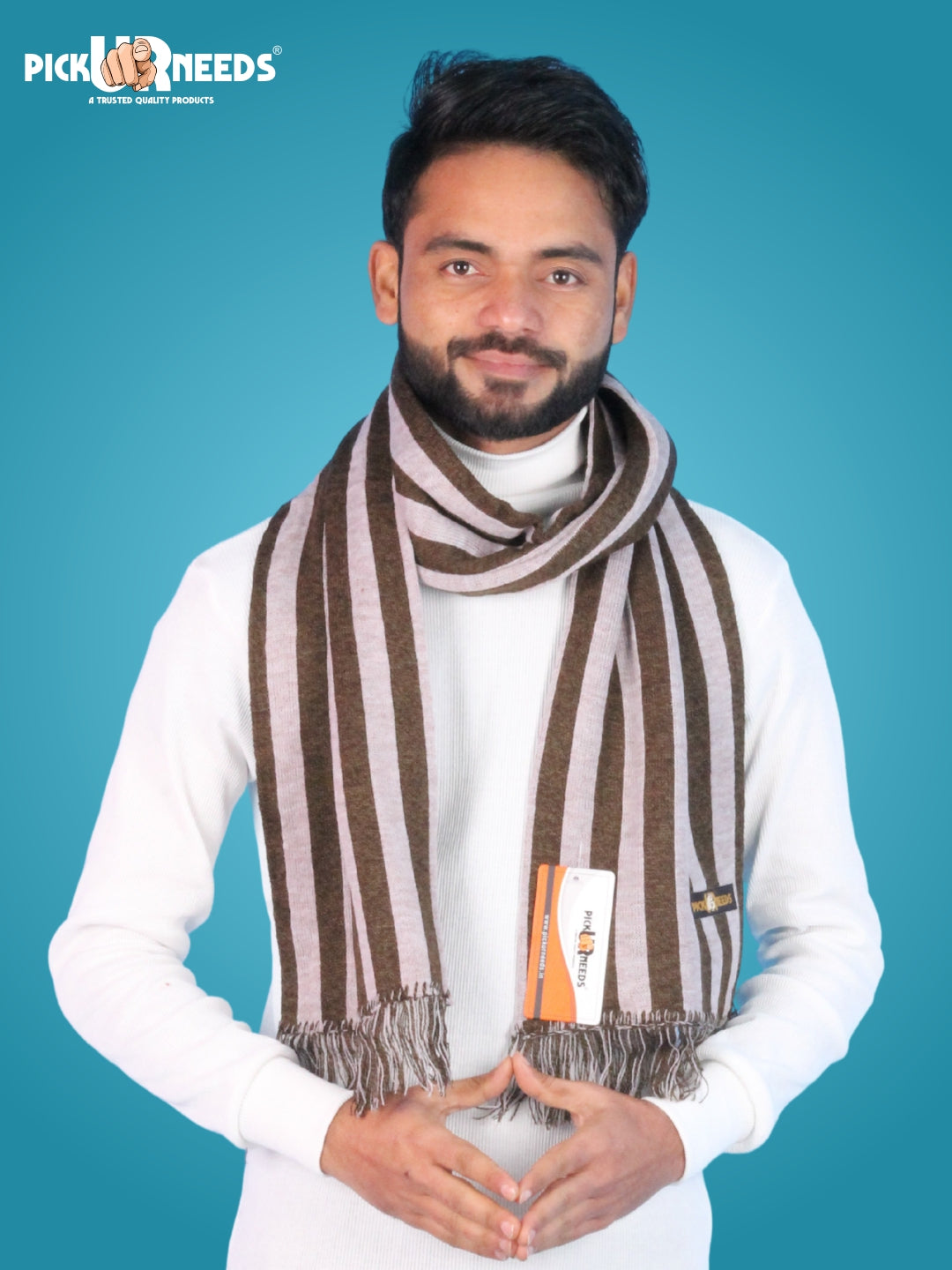 Pick Ur Needs Premium Soft Winter Muffler for Men Stylish Striped Woolen Scarf Warm & Comfortable