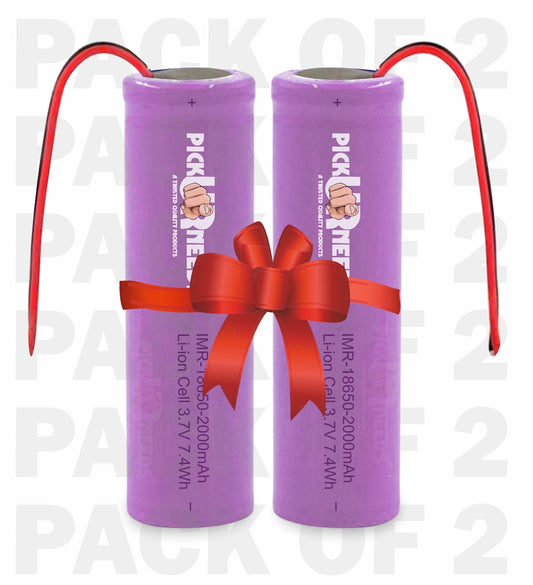 Pick Ur Needs 2000mAh 3.7V 18650 Lithium Li-ion Battery with Wired, Electronic Devices 65x18mm 6 hrs Torch Emergency Light  (Purple) Pack of 2