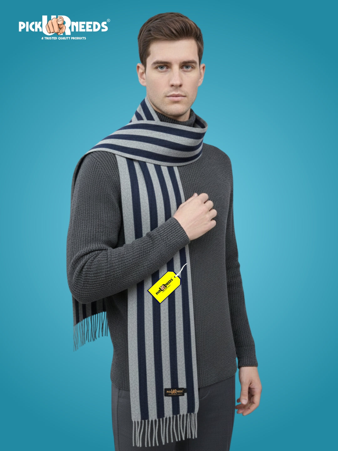 Pick Ur Needs Premium Soft Winter Muffler for Men Stylish Striped Woolen Scarf Warm & Comfortable