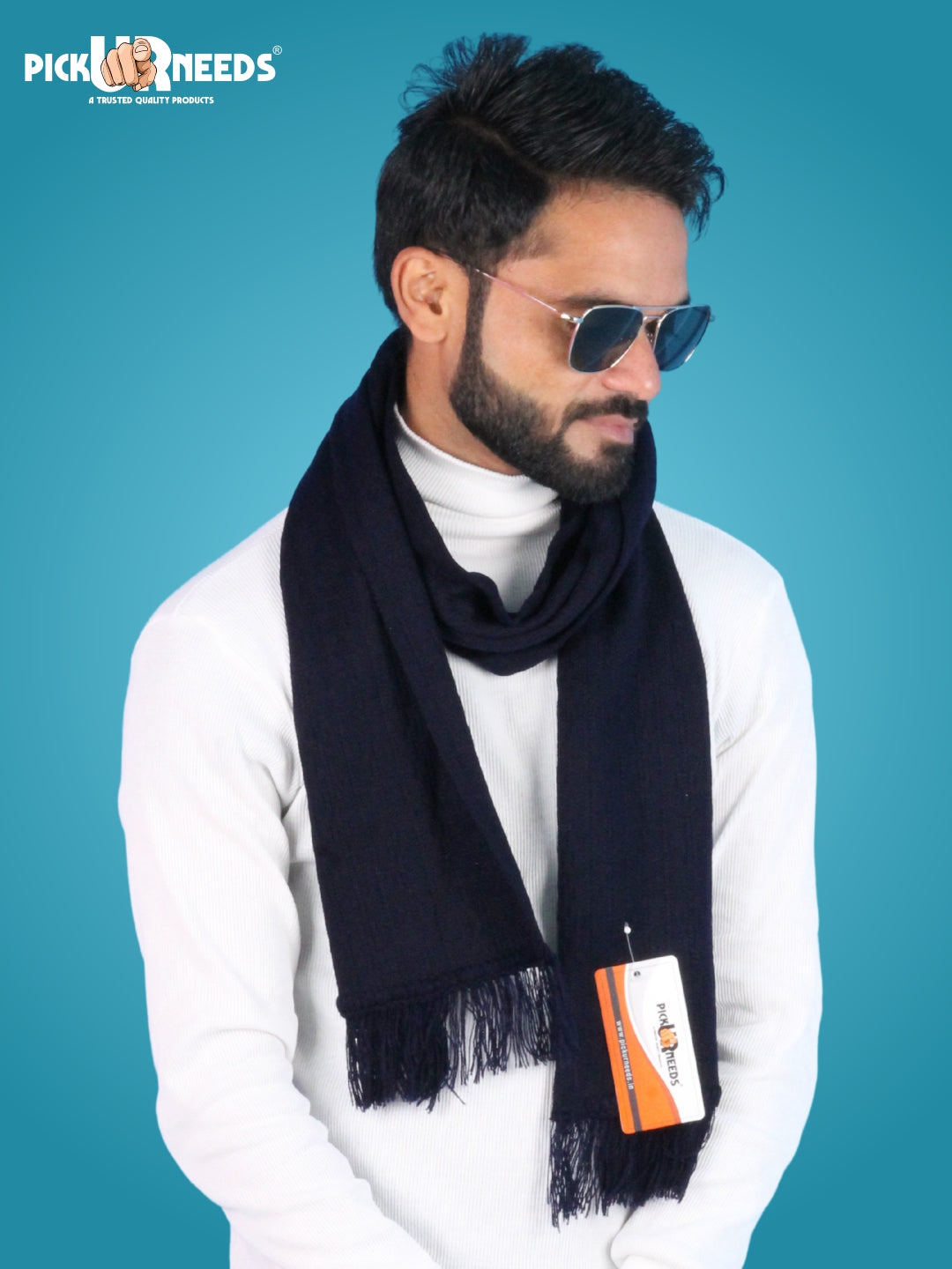 Pick Ur Needs Men’s Winter Woolen Muffler Soft & Warm Knitted Scarf with Fringes Premium Warm Mufflers