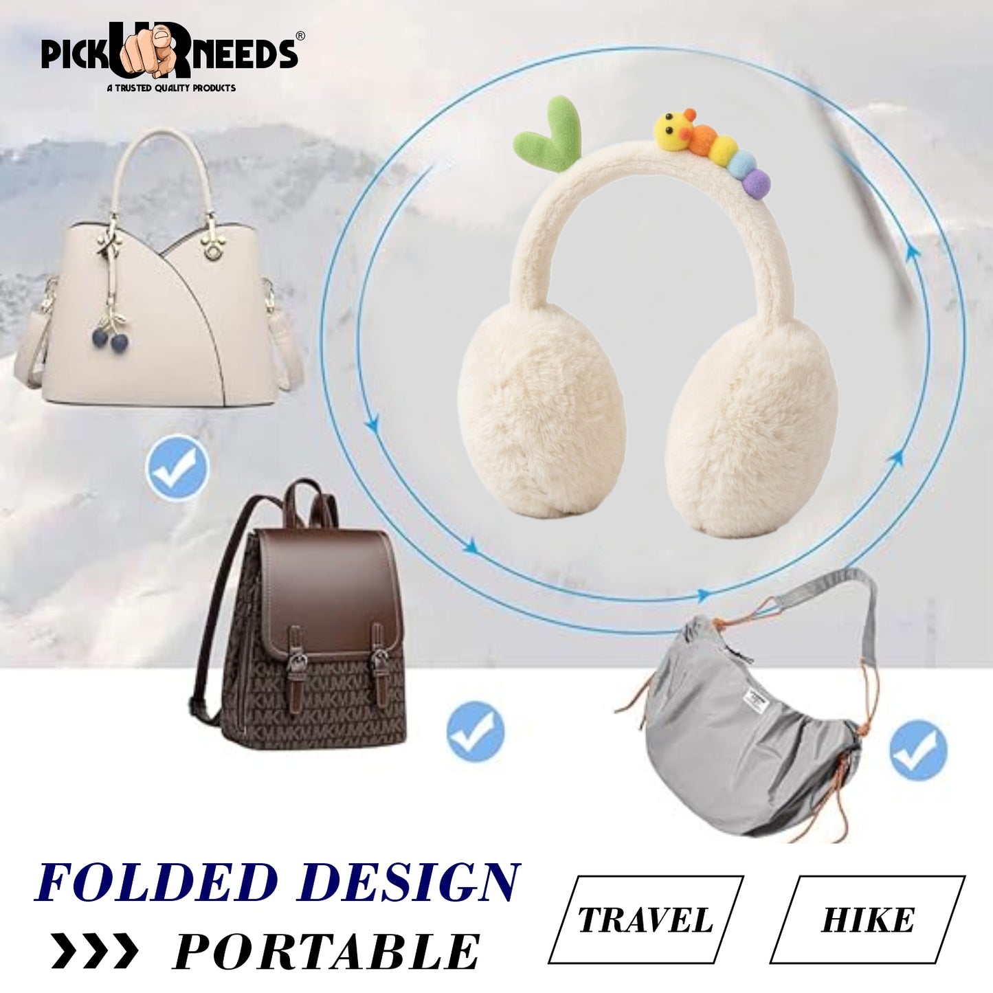 Pick Ur Needs Stylish Stone Design Foldable / Adjustable Ear Muff High Quality Furr Ear Warmer Ear Muff