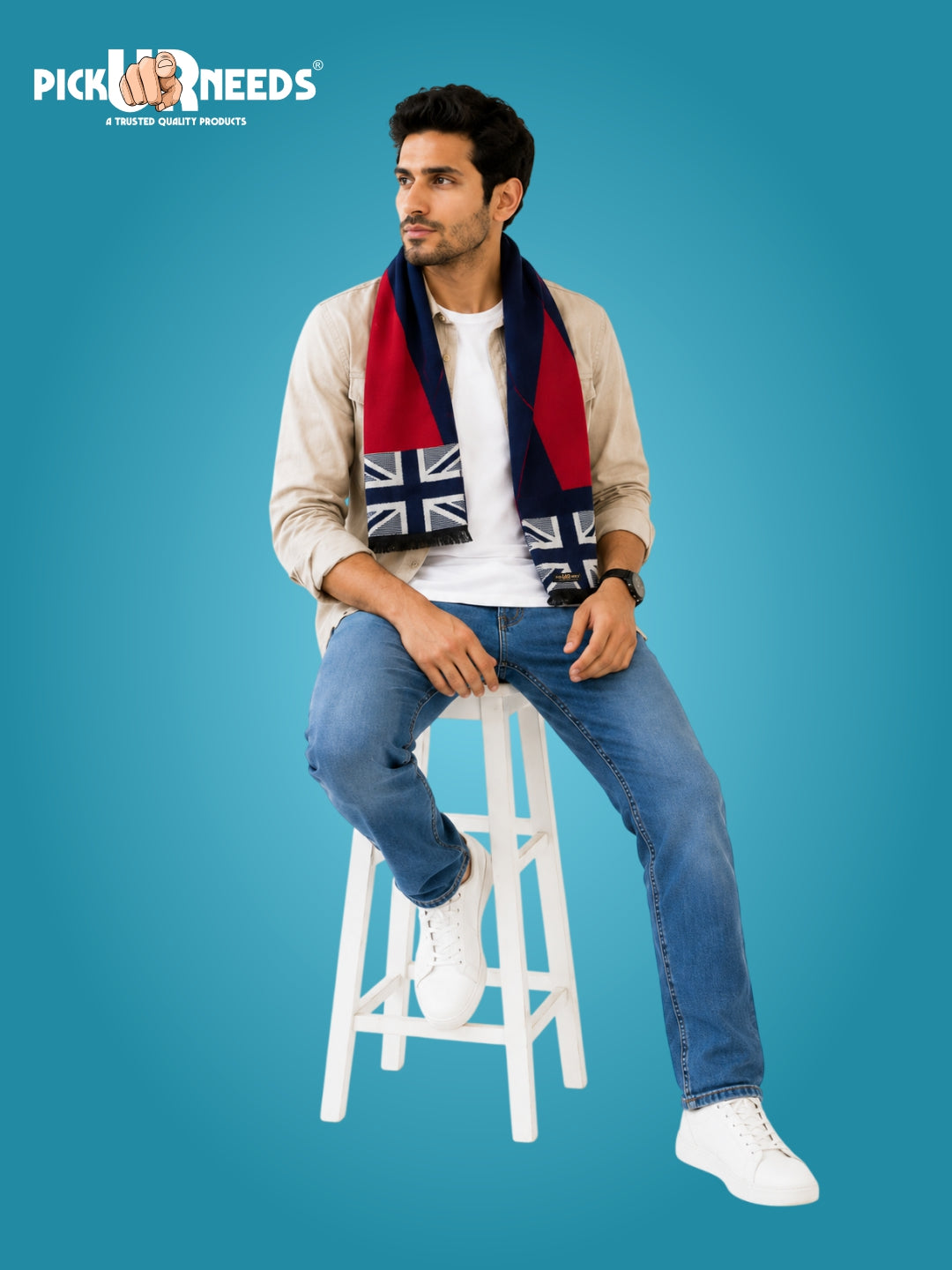 Pick Ur Needs Wool Blend Muffler for Men Soft Winter Scarf with Elegant Checks All-Day Comfort