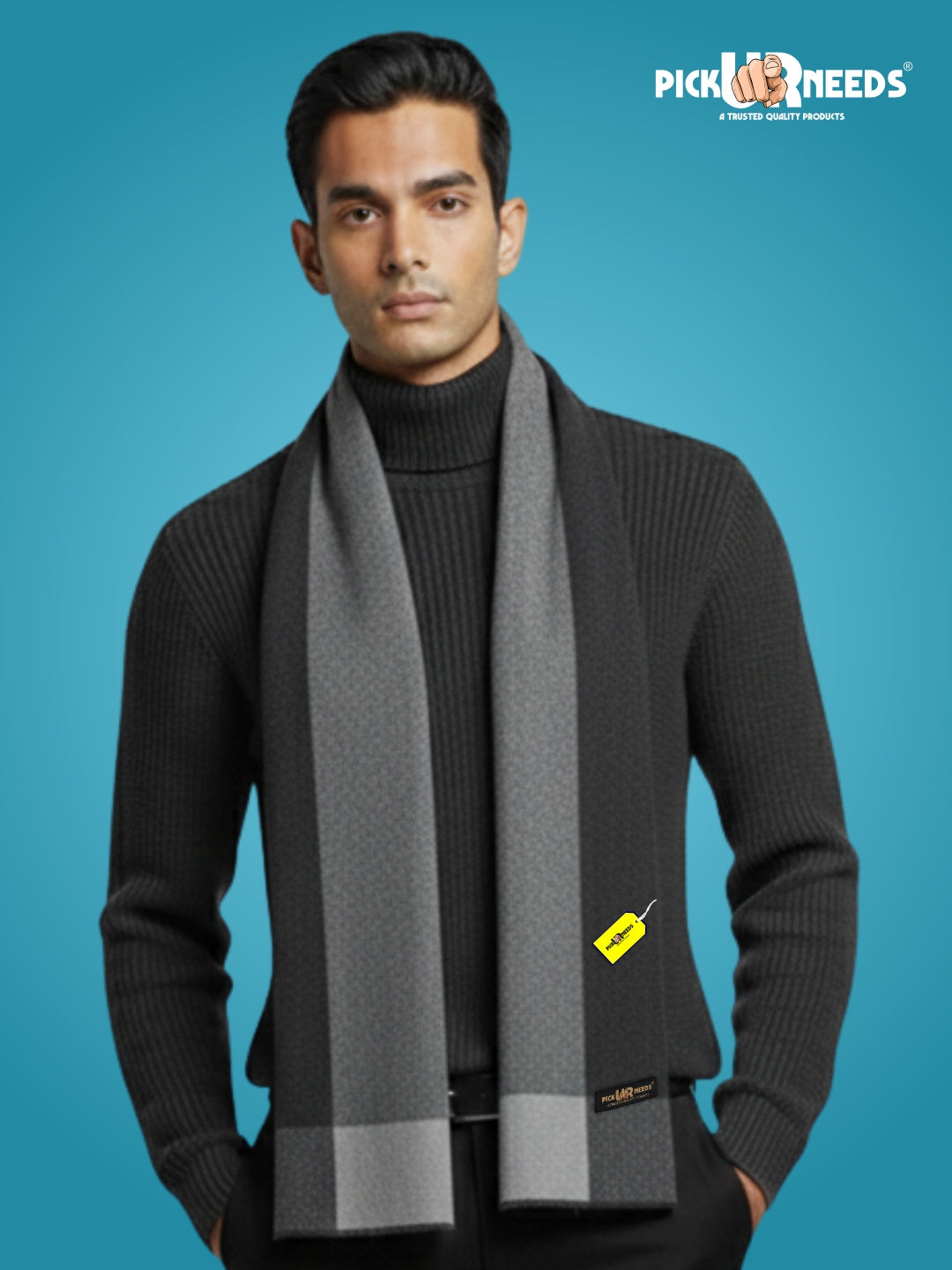 Pick Ur Needs Men’s Premium Winter Wool Muffler – Soft & Warm Knitted Scarf for Casual, Office & Travel Stylish Stripe Design