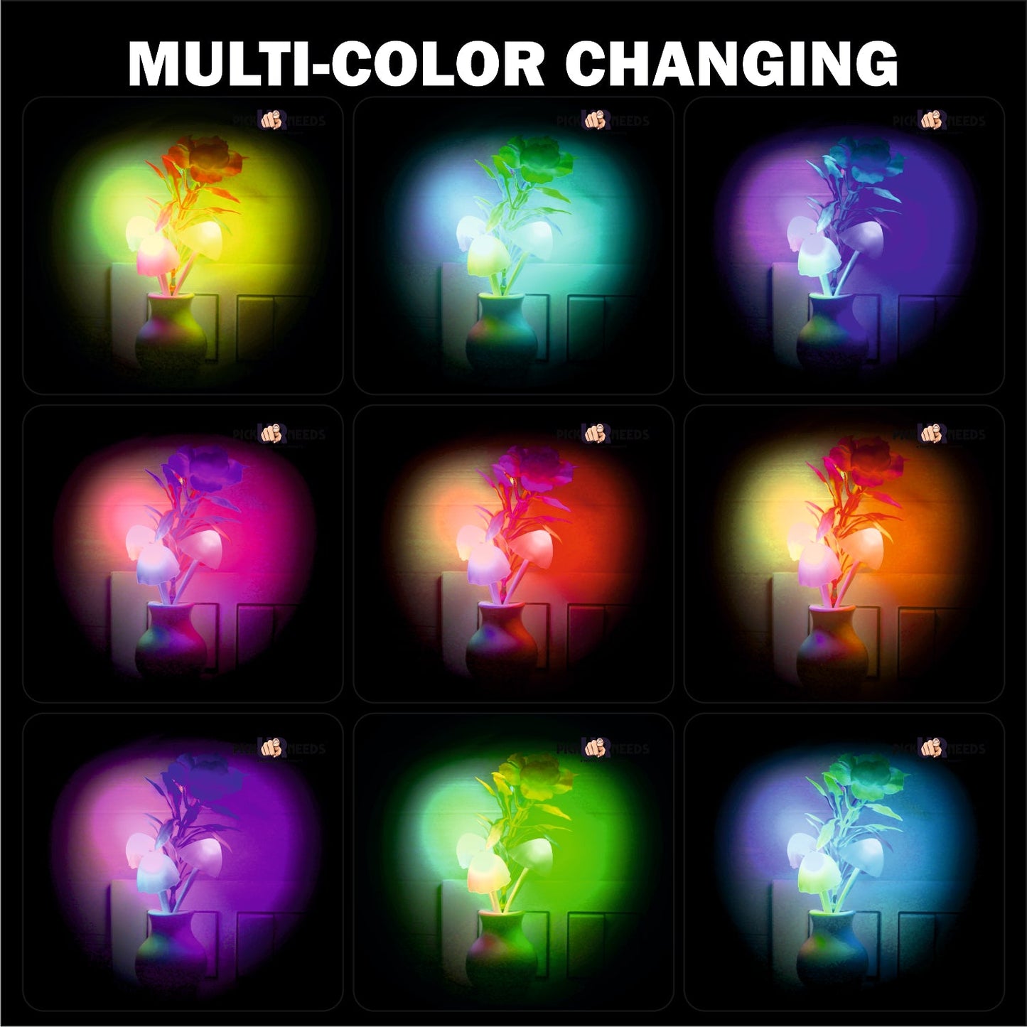 Pick Ur Needs Color Changing LED Night Light Mushroom Lamp with Manual Switch On/Off So