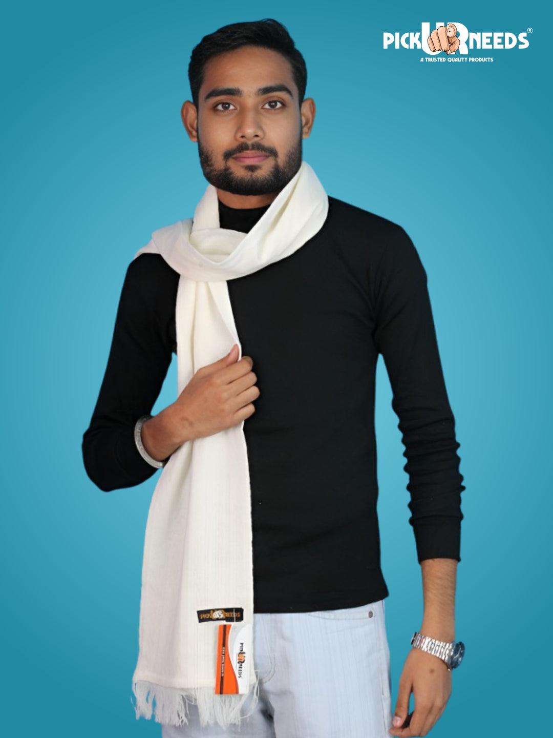 Pick Ur Needs Men’s Winter Woolen Muffler Soft & Warm Knitted Scarf with Fringes Premium Warm Mufflers