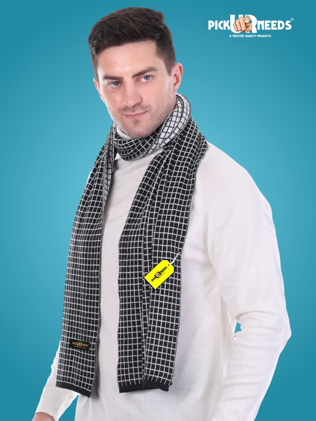Pick Ur Needs Premium Checkered Winter Scarf, Muffler for Men – Soft, Warm, Breathable & Stylish