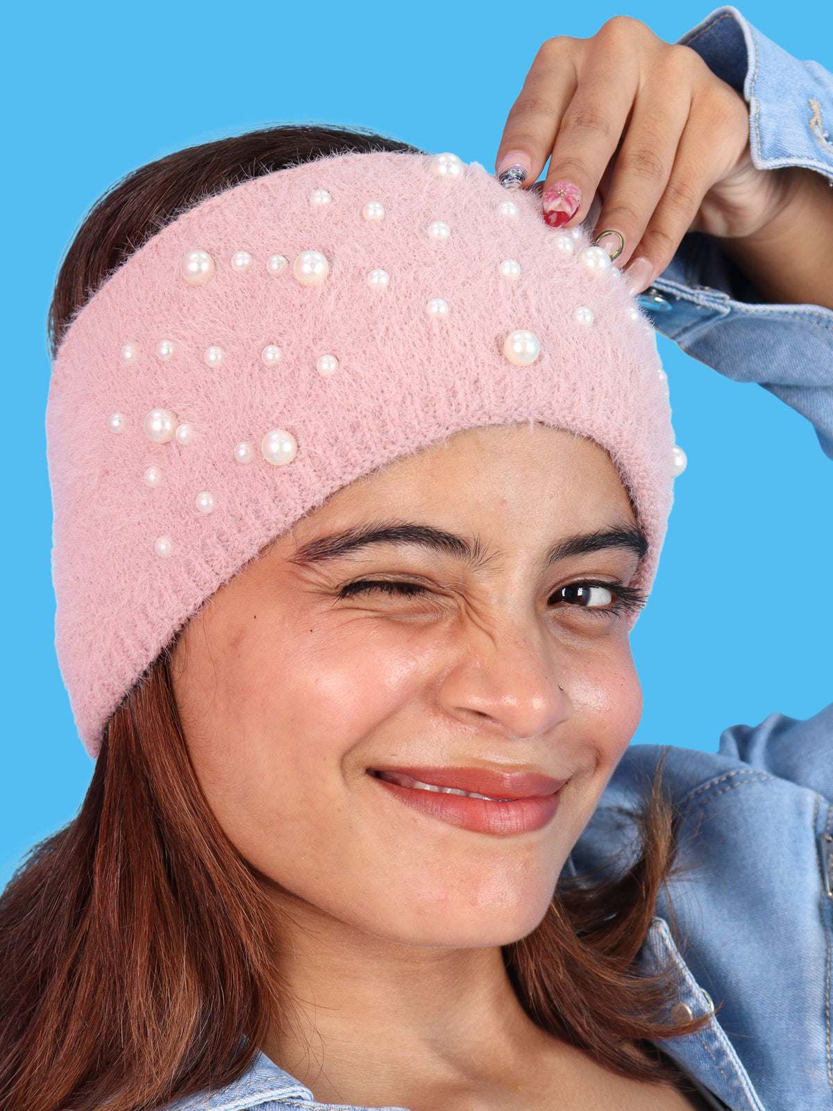Pick Ur Needs Stylish & Cozy Pearl Embellished Winter Headband