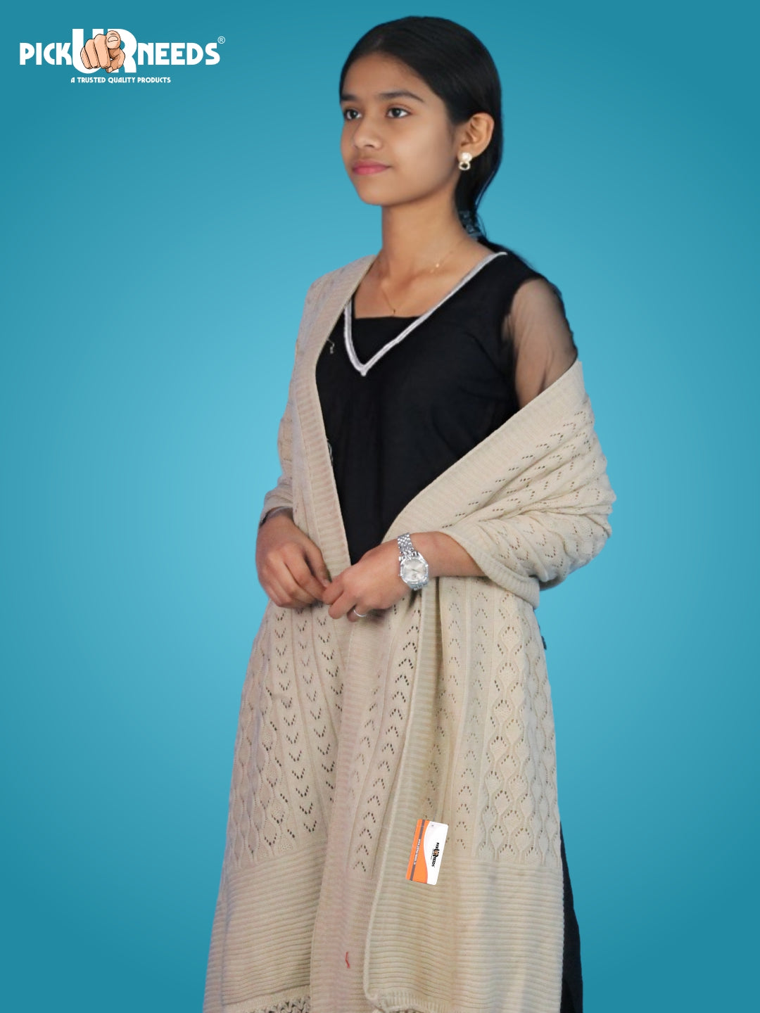 Pick Ur Needs Wool Self Design Women Shawl