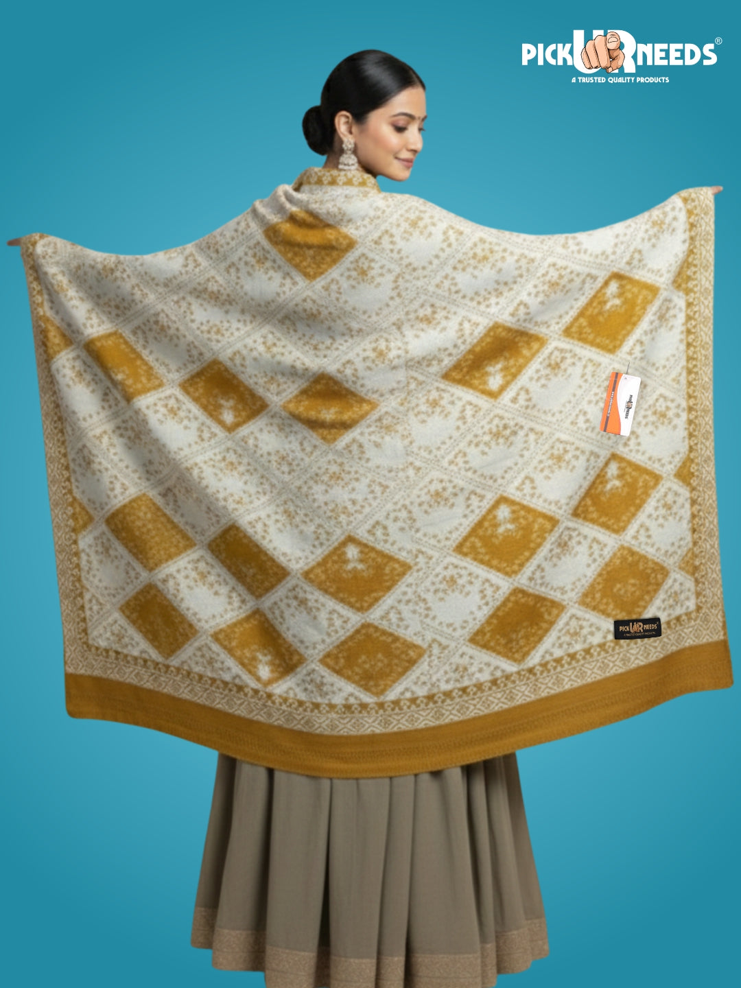 Pick Ur Needs Woolen Shawl for Women | Warm Winter Wool Fabric Shawls with Traditional Prints | Soft & Elegant Ethnic Stole