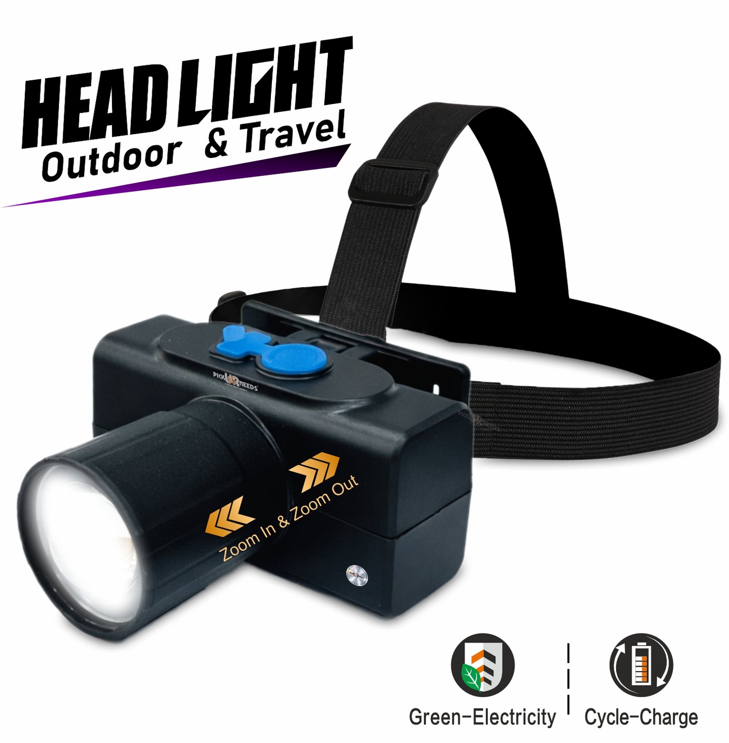 Pick Ur Needs Rechargeable Long Range Dimmable Zoom LED Headlamp 75W 800mAH 3 Light Modes 5 hrs Flood Lamp Emergency Light
