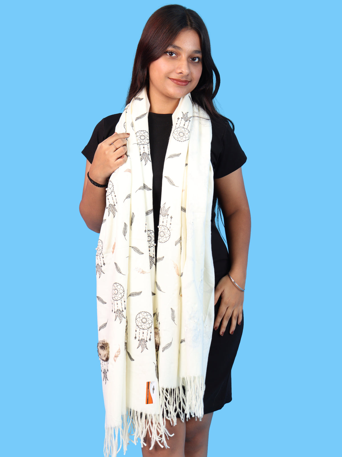 Pick Ur Needs Womens & Girls Muffler & Scarf with Elegant Dreamcatcher Print Soft Warm Lightweight Winter Neck Wrap with Stylish Fringes