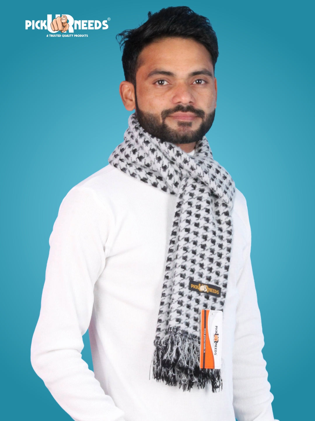 Pick Ur Needs Soft Warm Woolen Premium Winter Muffler for Men Scarf with Stylish Check Pattern Long & Comfortable Cold Weather Neck Wrap