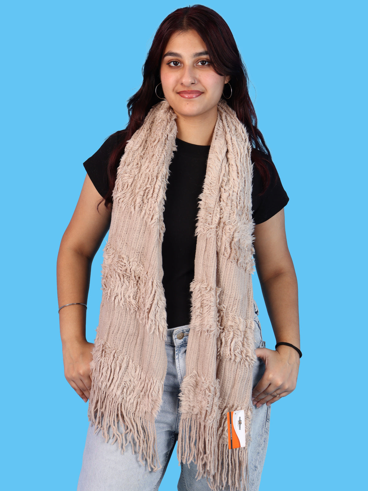 Pick Ur Needs Premium Winter Muffler for Women & Girls Soft Textured Woven with Fringe Detailing Warm Lightweight Neck Wrap