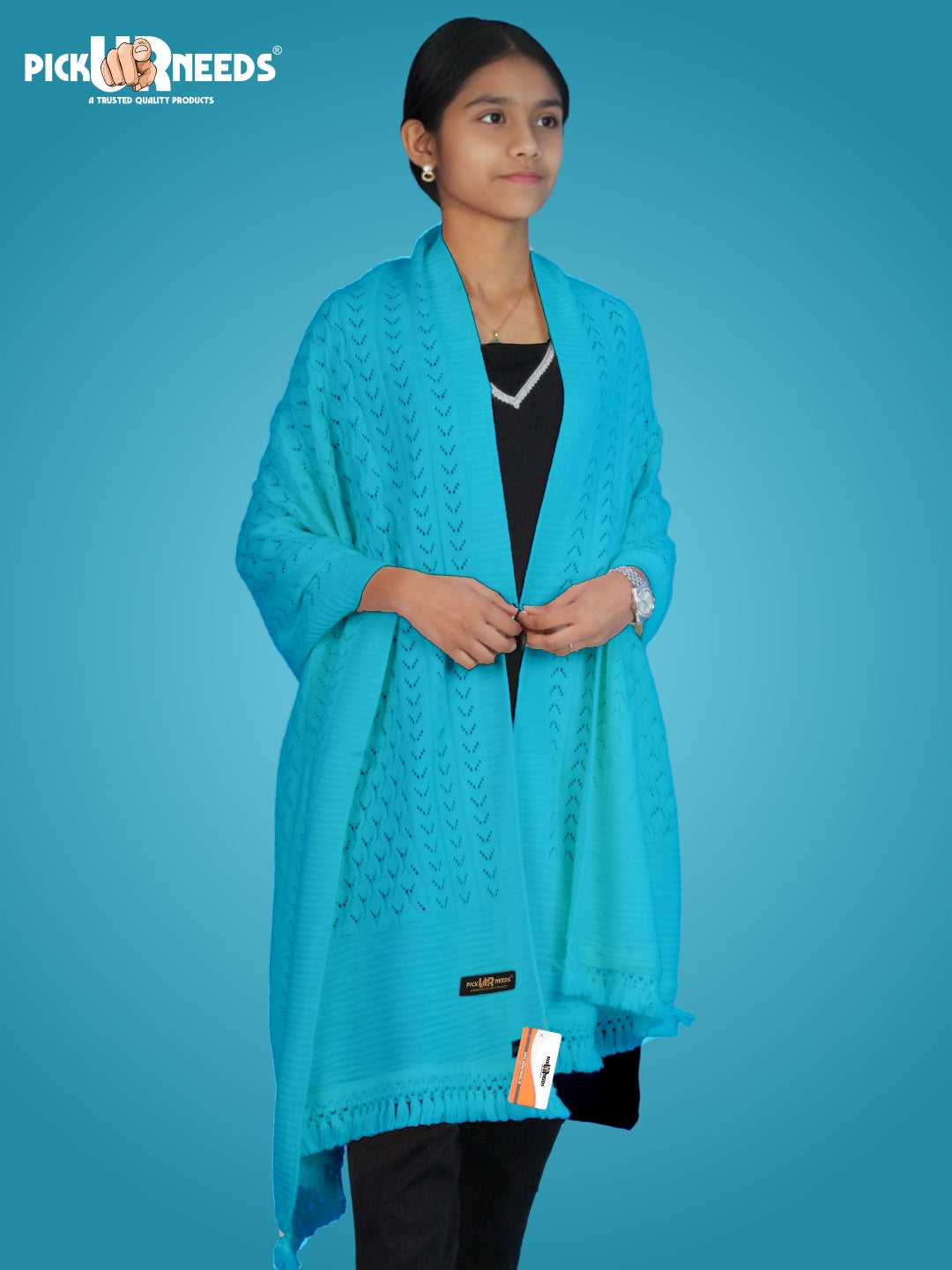 Pick Ur Needs Wool Self Design Women Shawl