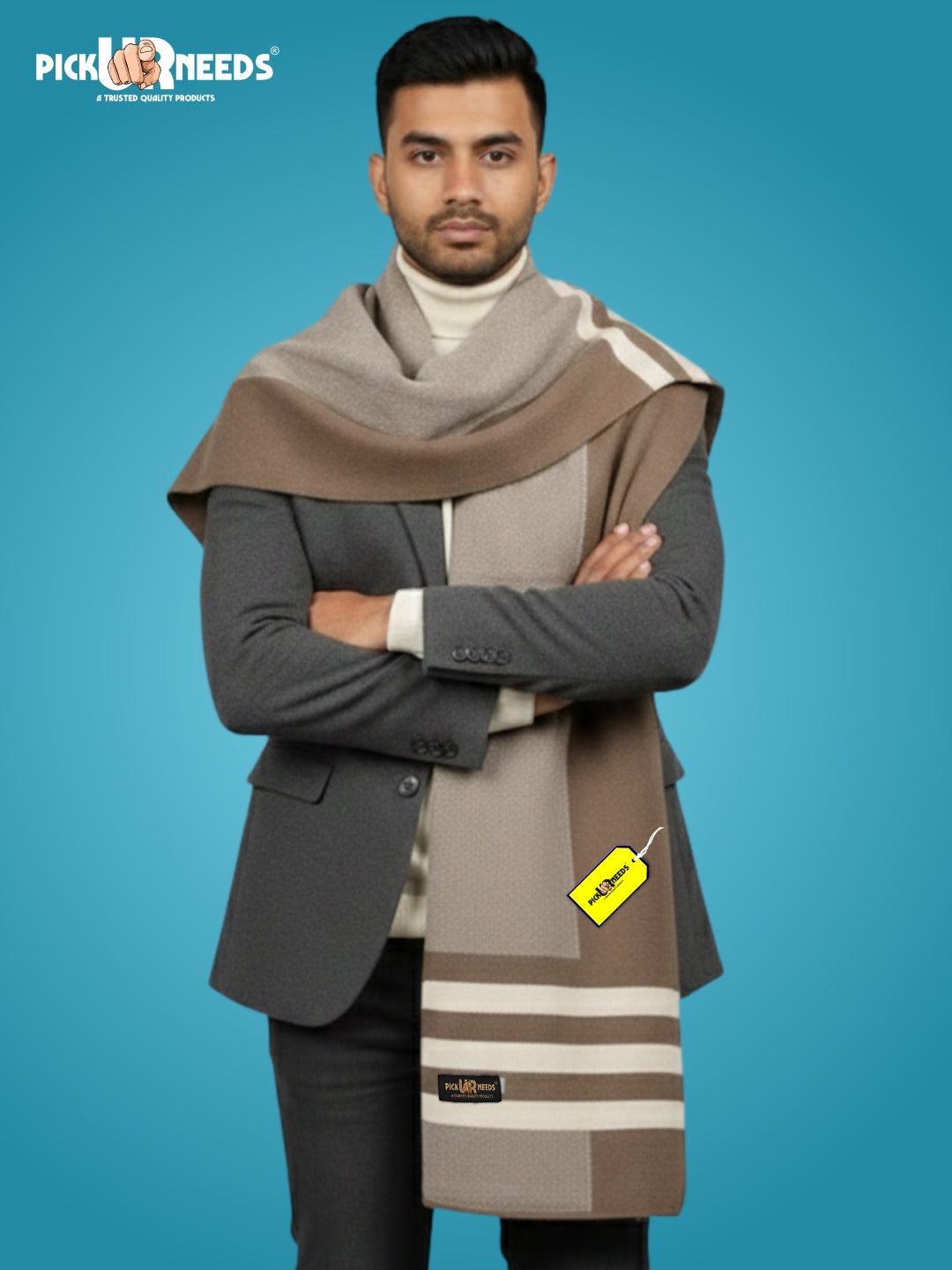 Pick Ur Needs Men’s Premium Winter Wool Muffler – Soft & Warm Knitted Scarf for Casual, Office & Travel Stylish Stripe Design