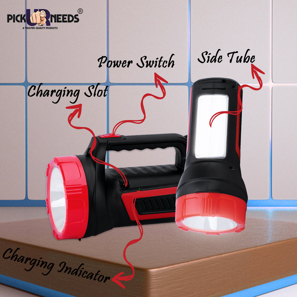 Pick Ur Needs 75W Laser Side Long Range Emergency Tube Rechargeable Bright LED Torch Light