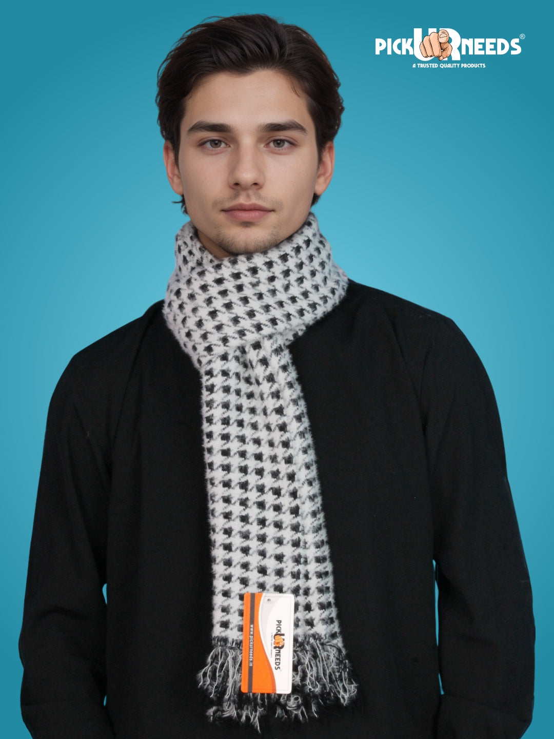 Pick Ur Needs Soft Warm Woolen Premium Winter Muffler for Men Scarf with Stylish Check Pattern Long & Comfortable Cold Weather Neck Wrap