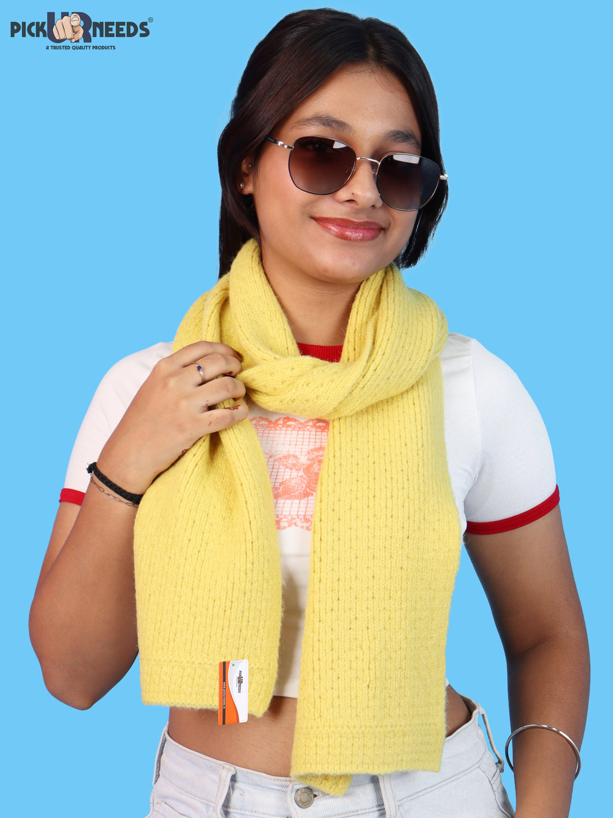 Pick Ur Needs Womens Soft Muffler Scarf, Lightweight Knitted Winter Stole, Warm & Cozy Long Neck Wrap for Women & Girls