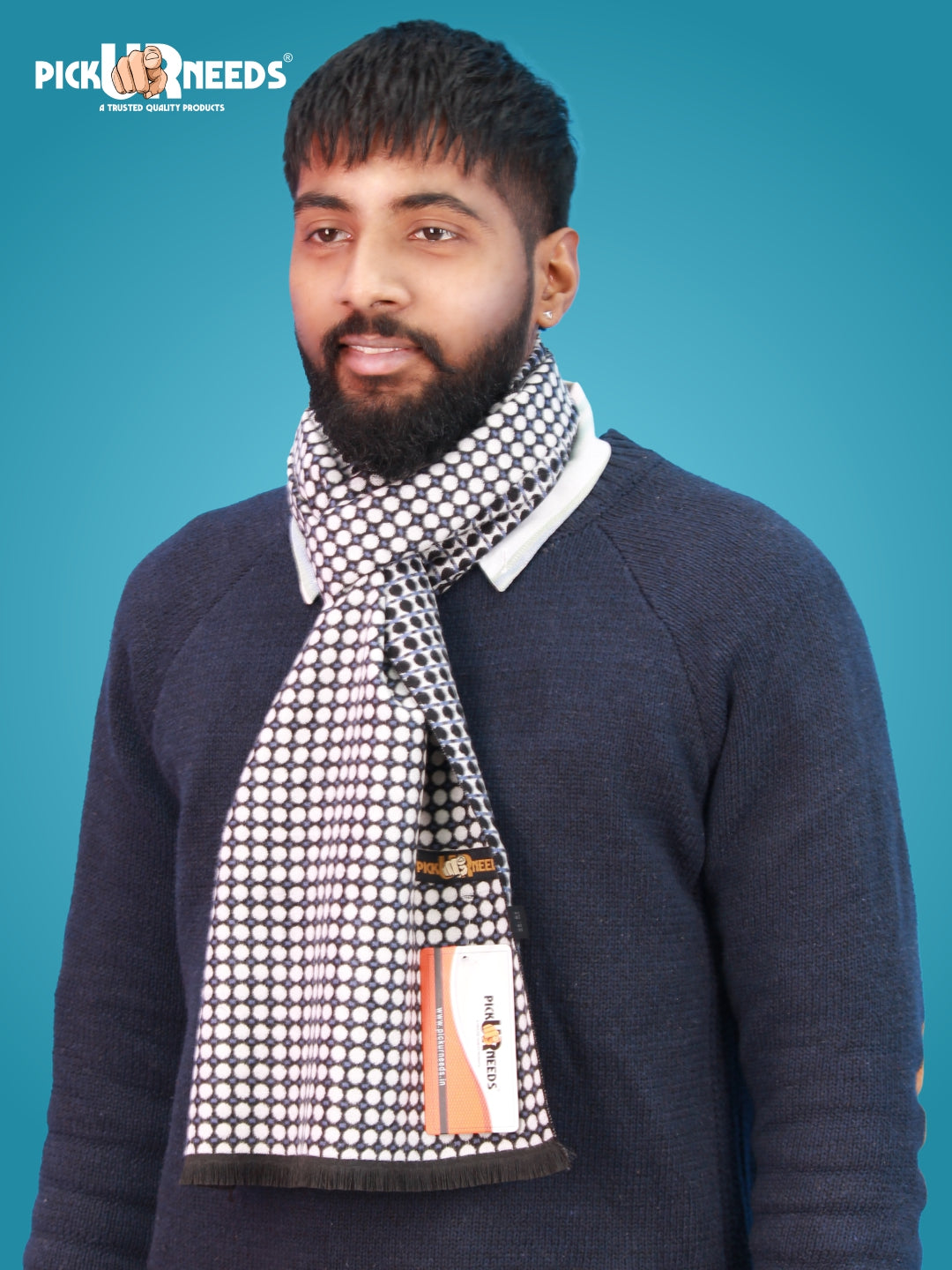 Pick Ur Needs Wool Blend Muffler for Men Soft Winter Scarf with Elegant Checks All-Day Comfort