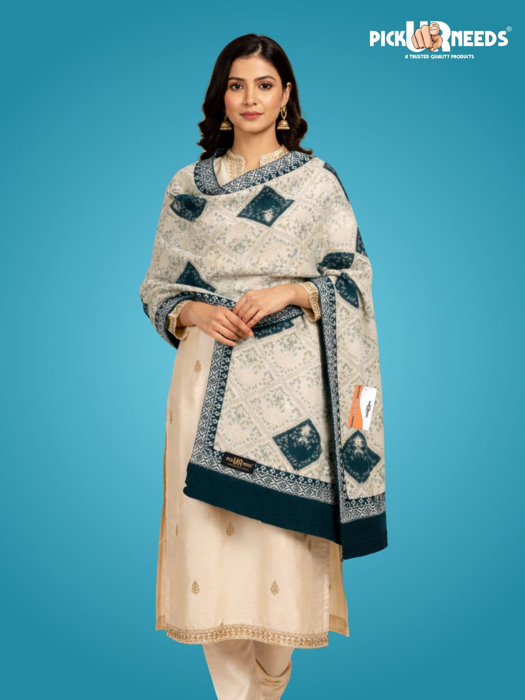 Pick Ur Needs Woolen Shawl for Women | Warm Winter Wool Fabric Shawls with Traditional Prints | Soft & Elegant Ethnic Stole