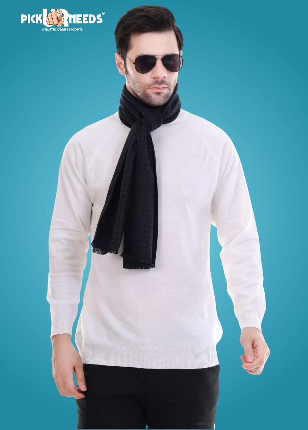 Pick Ur Needs Men's Muffler Check Desgin Premium Woolen Blend Fabric Stylish Look Muffler For Men