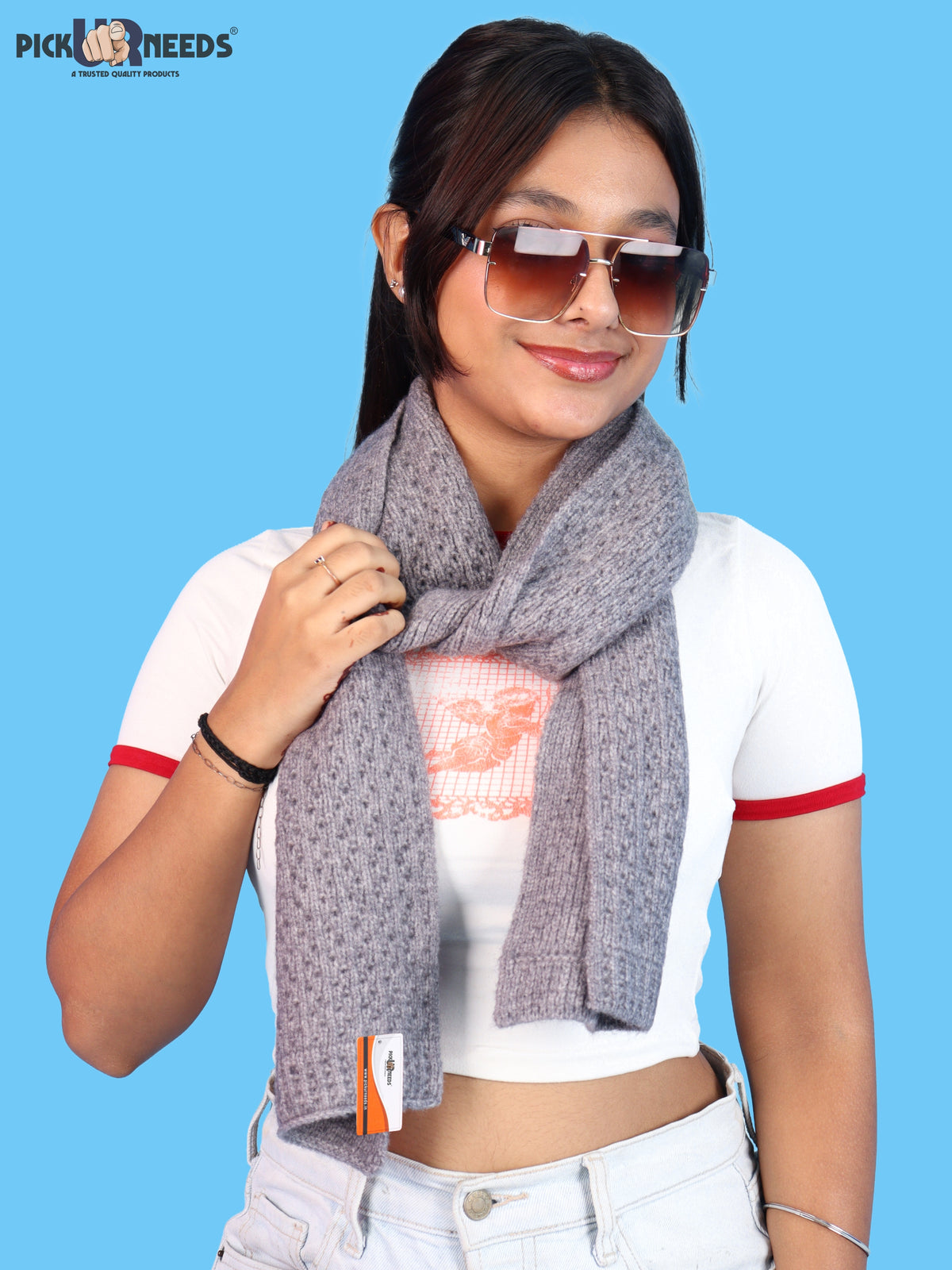 Pick Ur Needs Womens Soft Muffler Scarf, Lightweight Knitted Winter Stole, Warm & Cozy Long Neck Wrap for Women & Girls