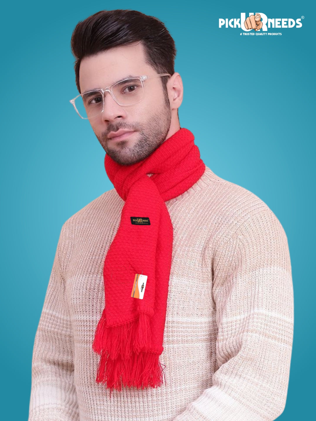 Pick Ur Needs Premium Soft Knitted Winter Muffler for Men Elegant Wool Blend Scarf with Tassel Fringe Stylish Warm Winter Wear for Casual & Formal Outfits